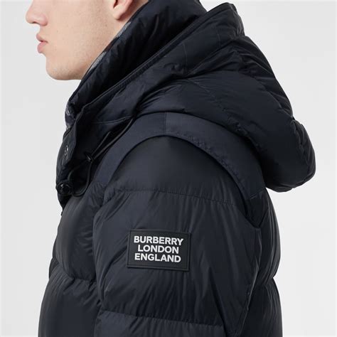 burberry puffer jacket men's|detachable sleeve hooded puffer jacket.